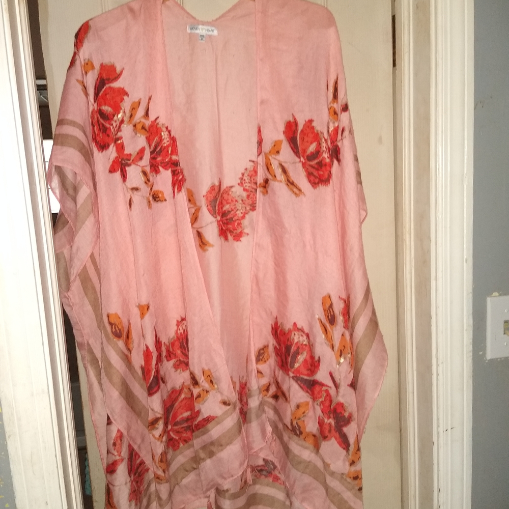 Light Pink Floral Kimono Cover-Up Size XL